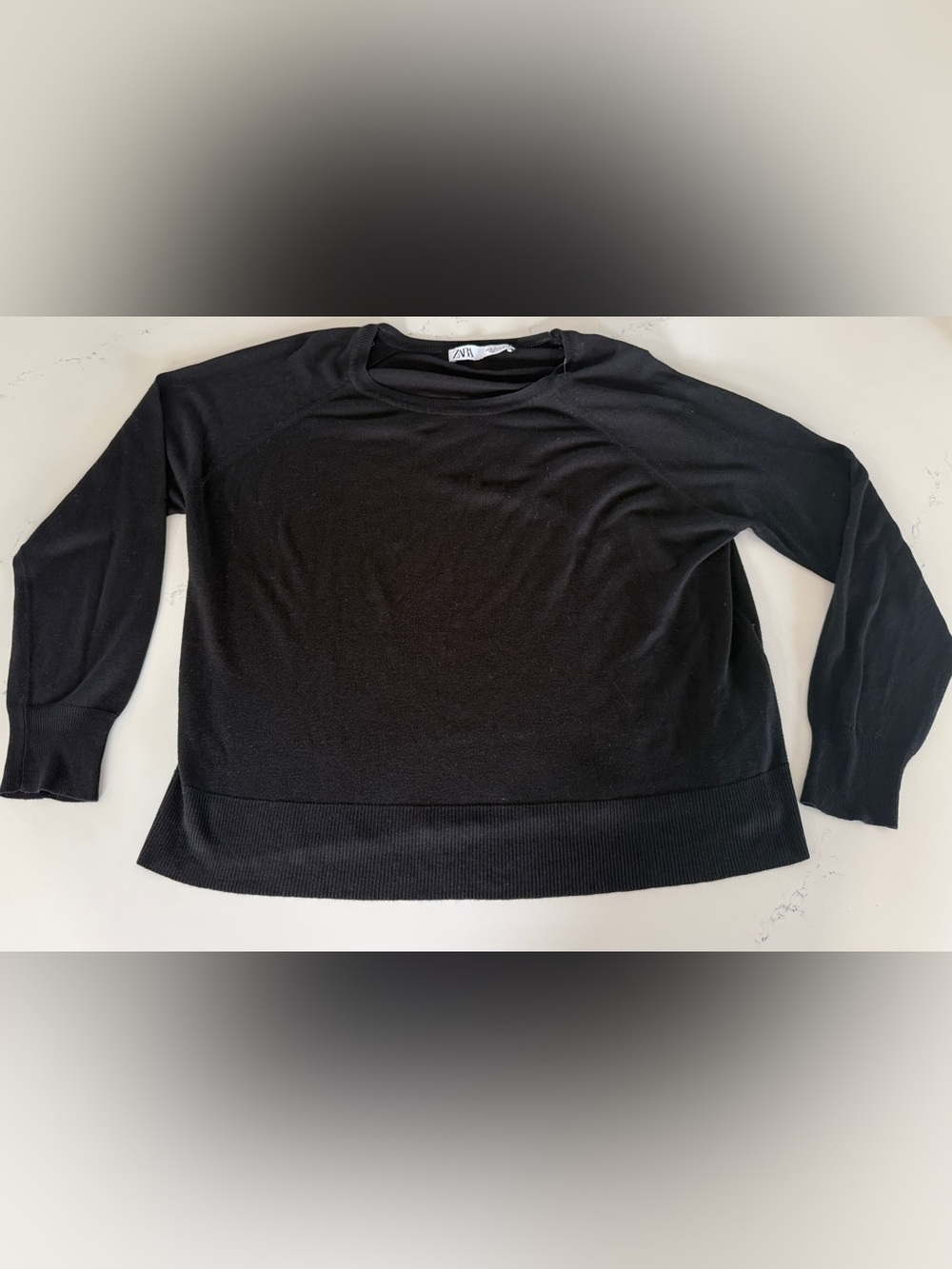 Zara Black Lightweight Knit Crewneck Sweater Size M